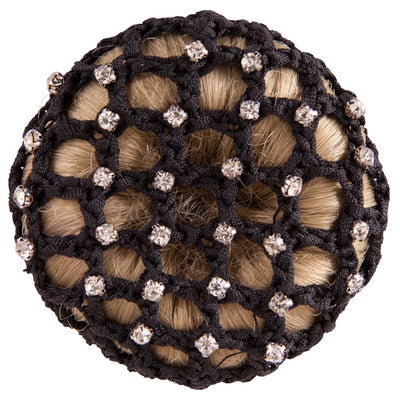 BR Black crystal hair bun net
